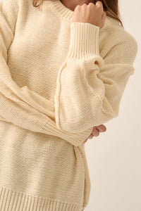 Mellow Mood Exposed-Seam Loose-Fit Sweater - ShopPromesa