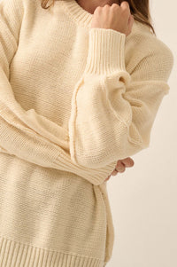 Mellow Mood Exposed-Seam Loose-Fit Sweater - ShopPromesa