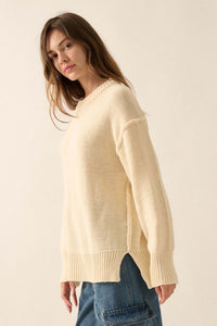 Mellow Mood Exposed-Seam Loose-Fit Sweater - ShopPromesa