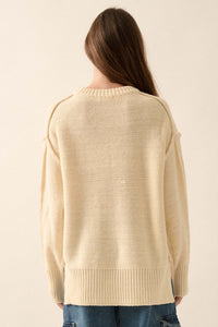 Mellow Mood Exposed-Seam Loose-Fit Sweater - ShopPromesa