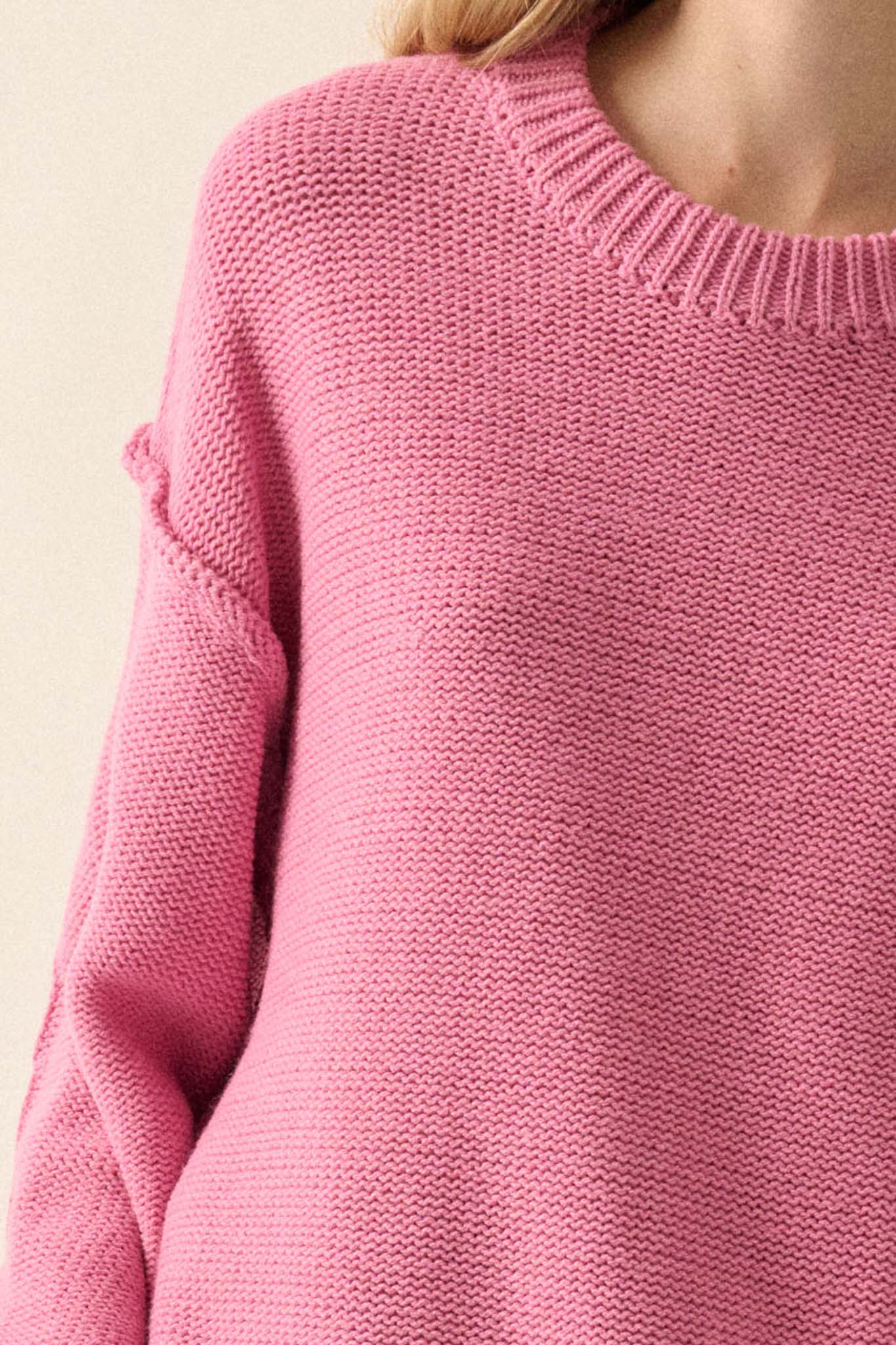 Mellow Mood Exposed-Seam Loose-Fit Sweater - ShopPromesa