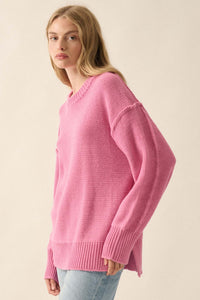 Mellow Mood Exposed-Seam Loose-Fit Sweater - ShopPromesa