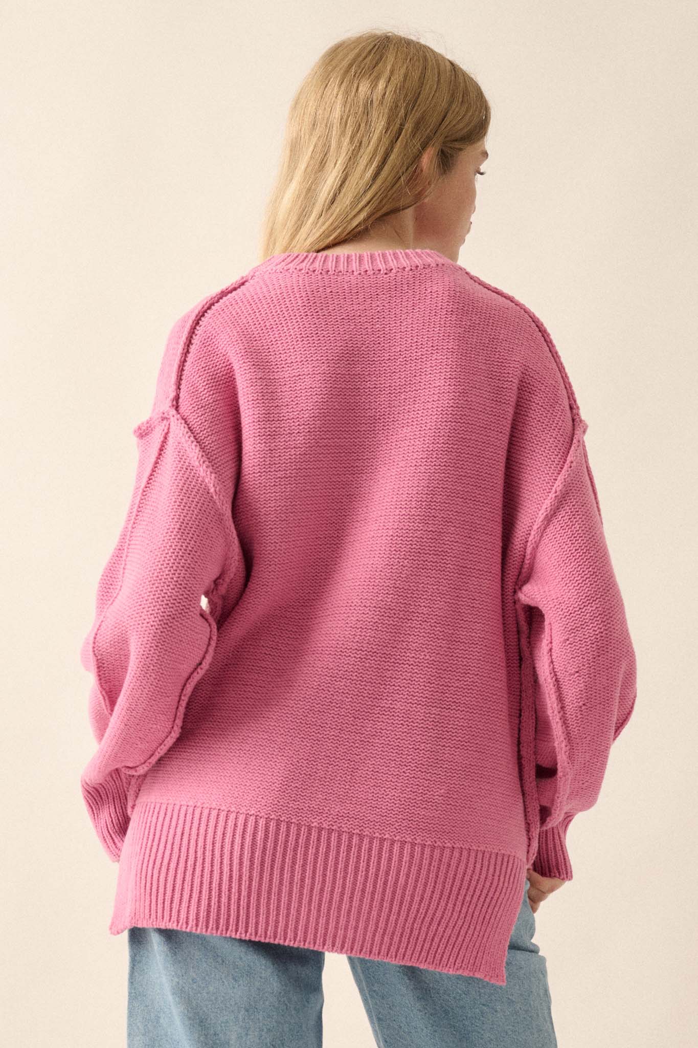 Mellow Mood Exposed-Seam Loose-Fit Sweater - ShopPromesa