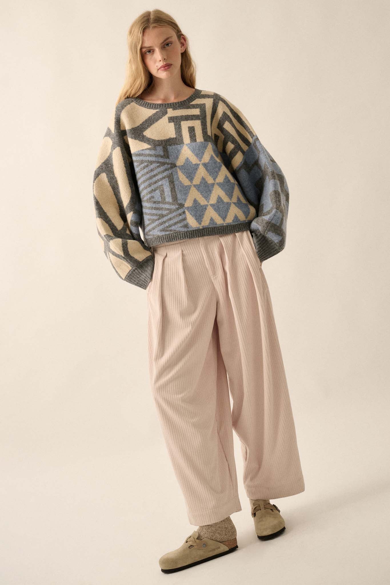 Shaping Up Multicolor Geometric Sweater - ShopPromesa