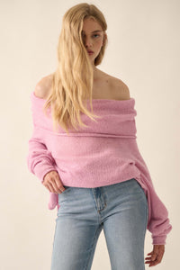 Enjoy the Moment Off-Shoulder Foldover Sweater - ShopPromesa