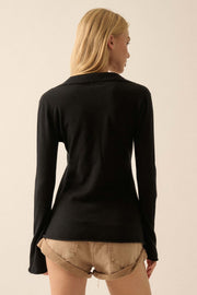 Promise the Label Brushed Knit Split-Front Top - ShopPromesa