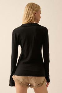 Promise the Label Brushed Knit Split-Front Top - ShopPromesa