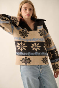 Cross Country Collared Alpine Knit Sweater - ShopPromesa