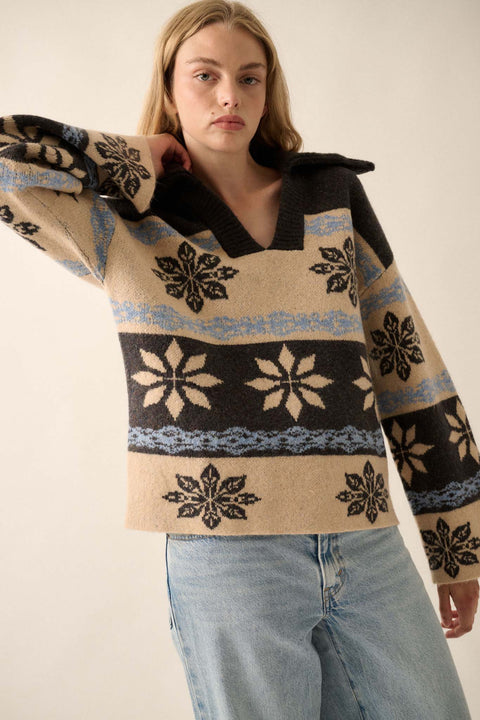 Cross Country Collared Alpine Knit Sweater - ShopPromesa