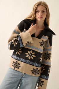 Cross Country Collared Alpine Knit Sweater - ShopPromesa