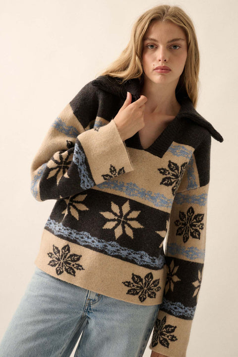 Cross Country Collared Alpine Knit Sweater - ShopPromesa