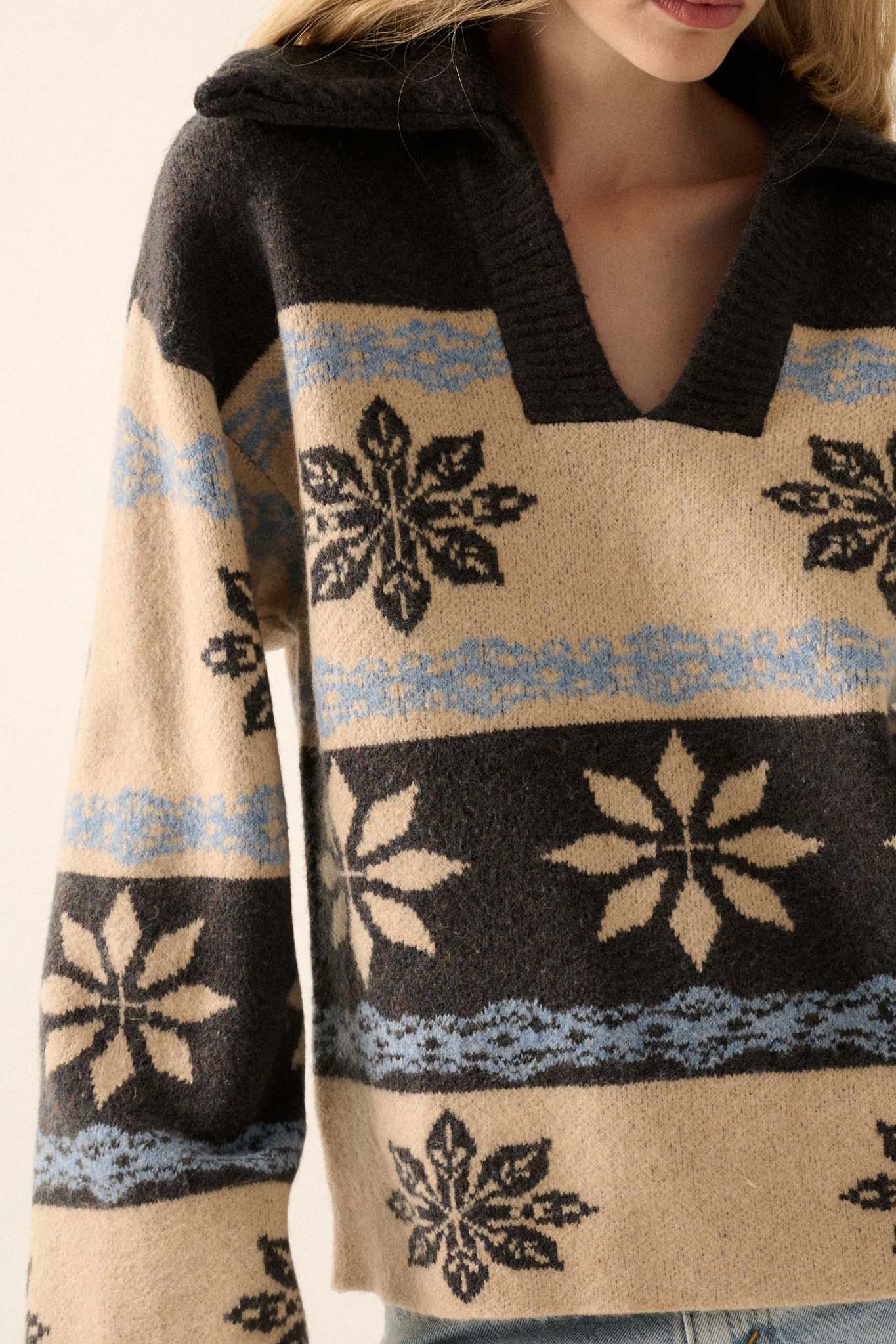 Cross Country Collared Alpine Knit Sweater - ShopPromesa