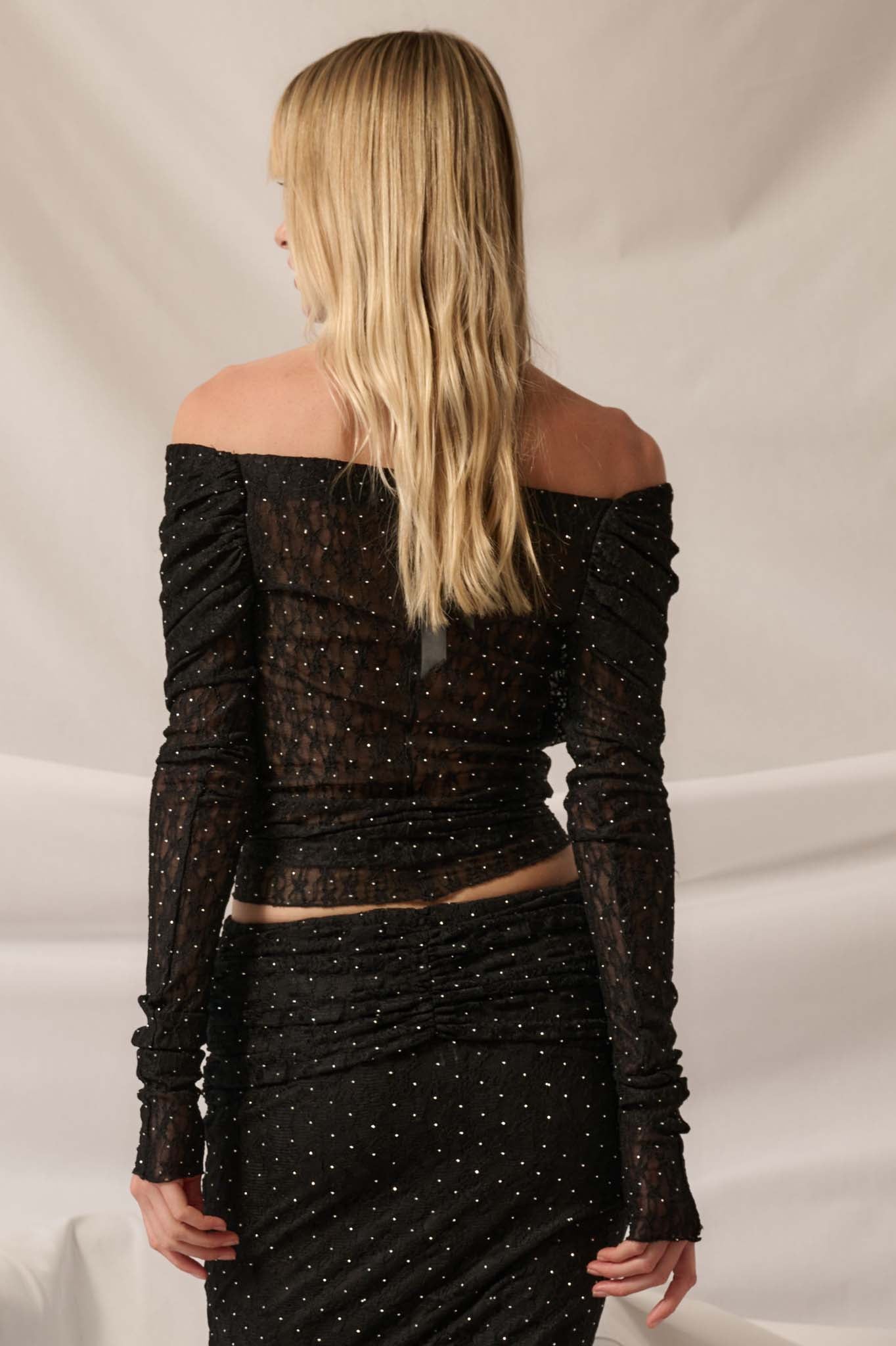 Written in the Stars Studded Lace Off-Shoulder Top - ShopPromesa