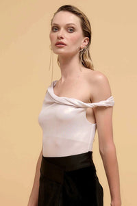 Scene Stealer Metallic Asymmetrical Bodysuit - ShopPromesa