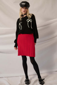 Tied and True Ribbed Knit Yarn Bow Sweater - ShopPromesa