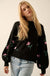 Plush Garden Floral Jacquard Bubble-Sleeve Sweater - ShopPromesa