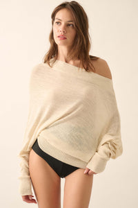 Too Blessed One-Shoulder Slub-Knit Dolman Sweater - ShopPromesa