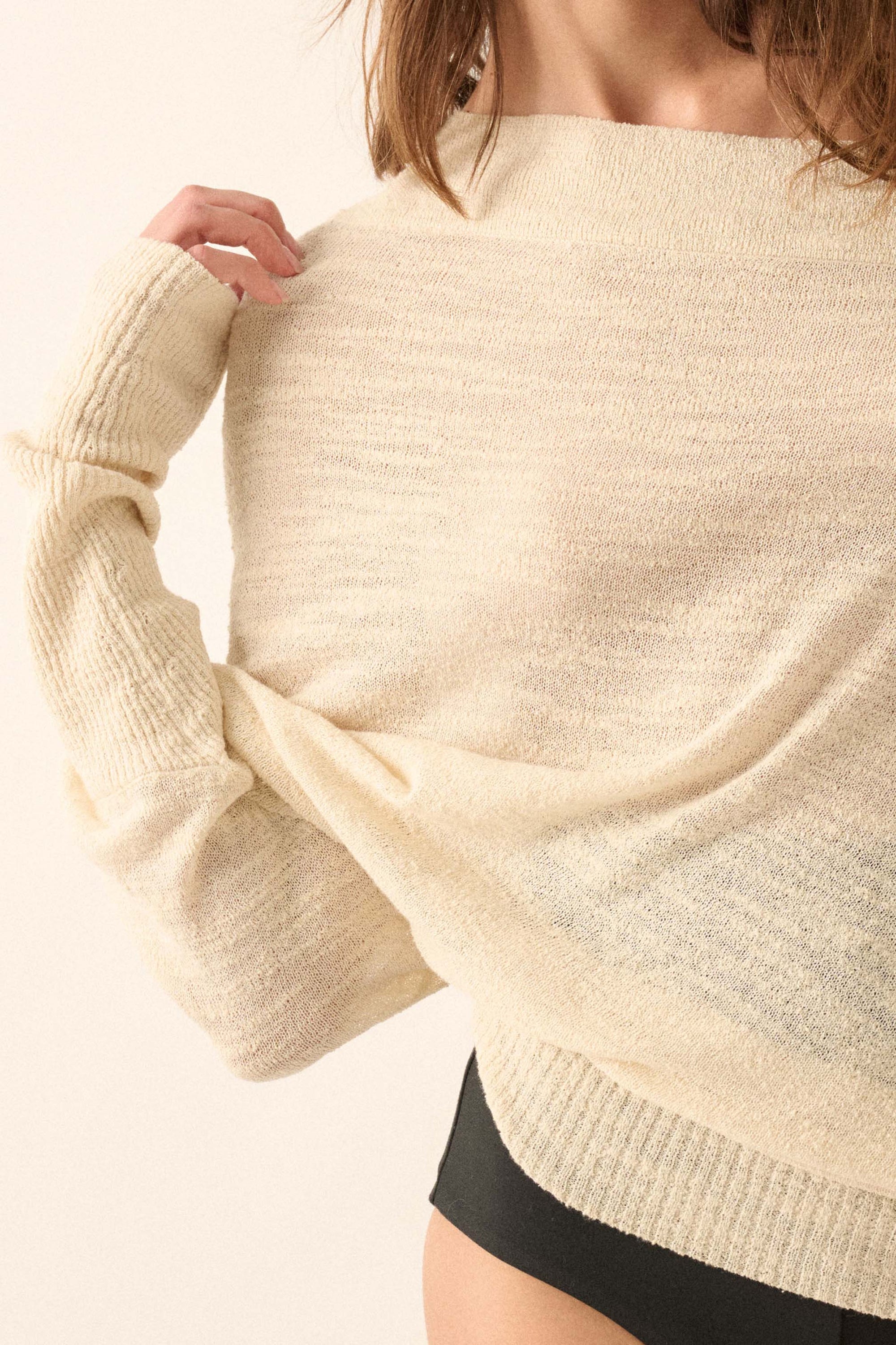 Too Blessed One-Shoulder Slub-Knit Dolman Sweater - ShopPromesa