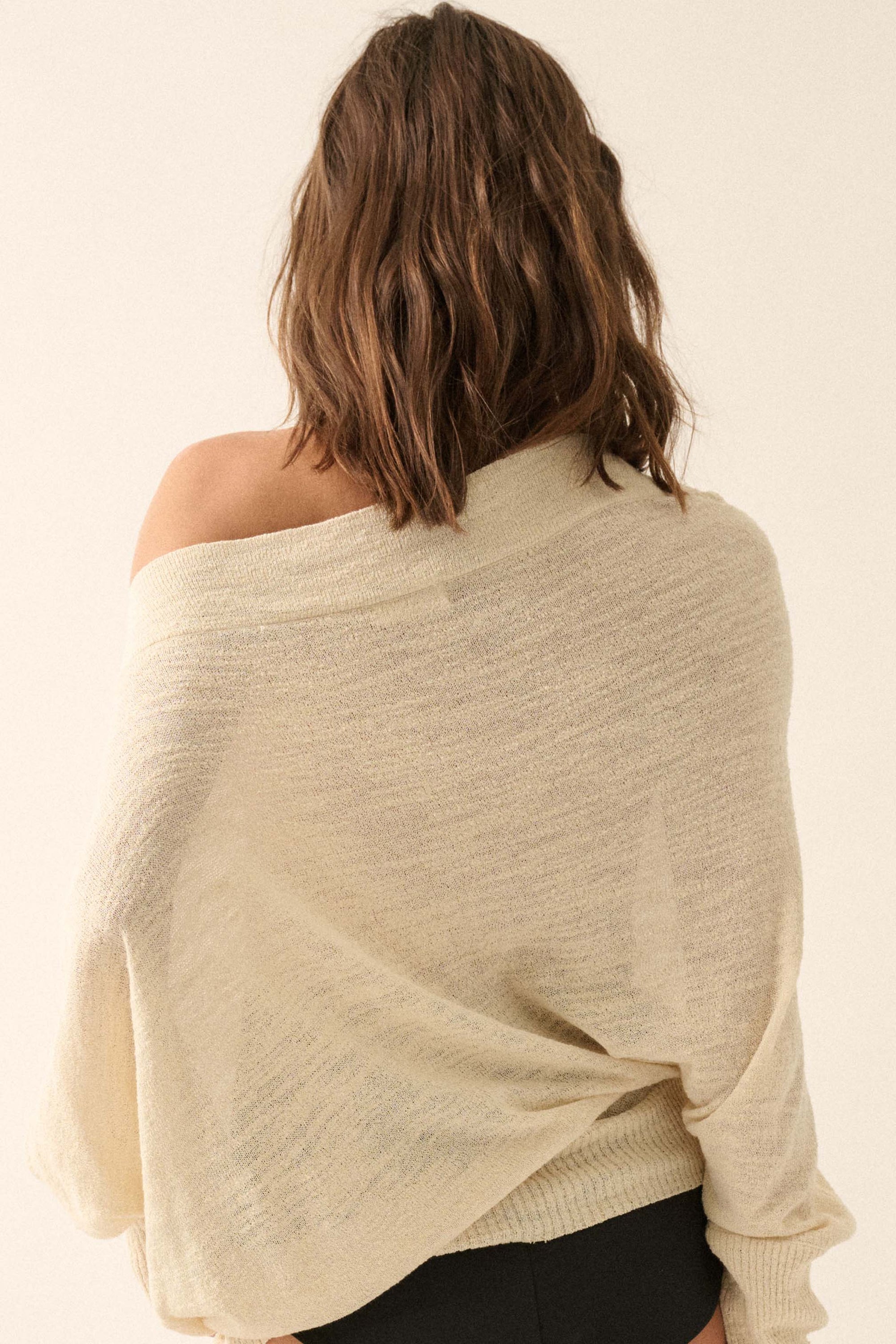 Too Blessed One-Shoulder Slub-Knit Dolman Sweater - ShopPromesa