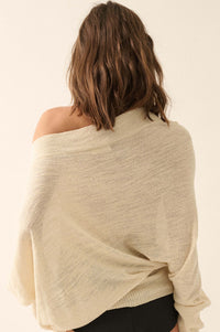 Too Blessed One-Shoulder Slub-Knit Dolman Sweater - ShopPromesa