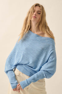 Too Blessed One-Shoulder Slub-Knit Dolman Sweater - ShopPromesa