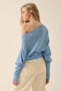 Too Blessed One-Shoulder Slub-Knit Dolman Sweater - ShopPromesa