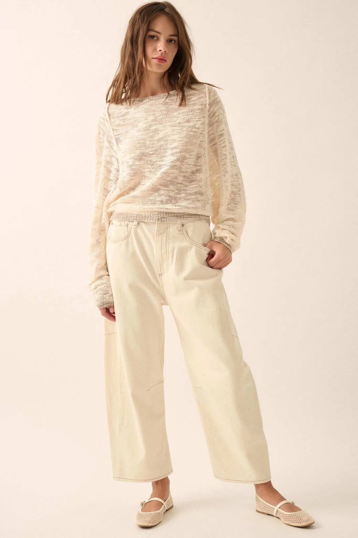 Feels So Good Burnout Knit Dolman-Sleeve Sweater - ShopPromesa