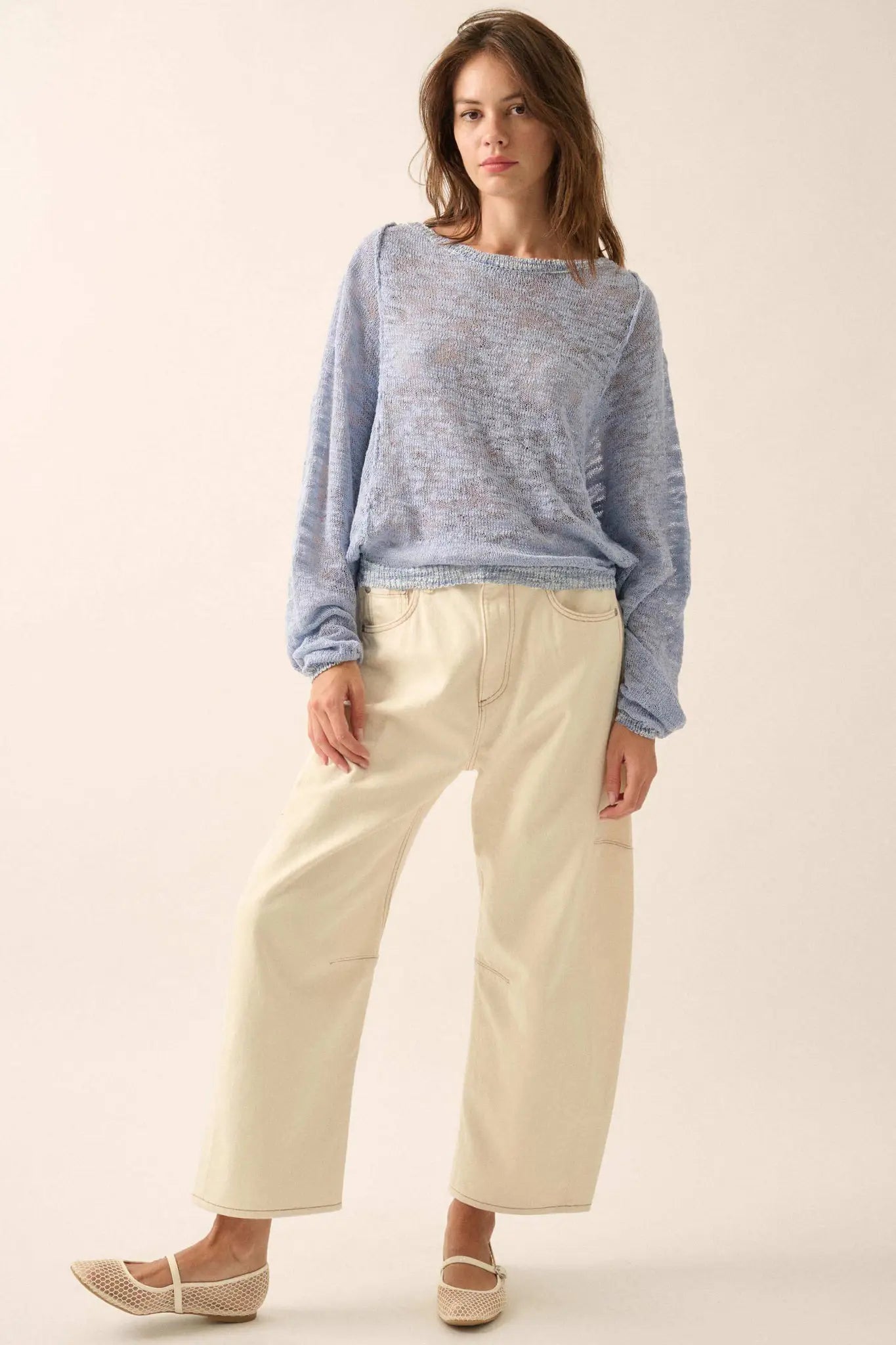 Feels So Good Burnout Knit Dolman-Sleeve Sweater - ShopPromesa