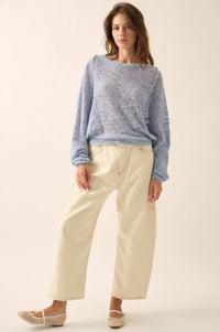 Feels So Good Burnout Knit Dolman-Sleeve Sweater - ShopPromesa