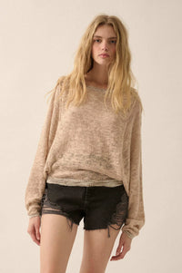 Feels So Good Burnout Knit Dolman-Sleeve Sweater - ShopPromesa