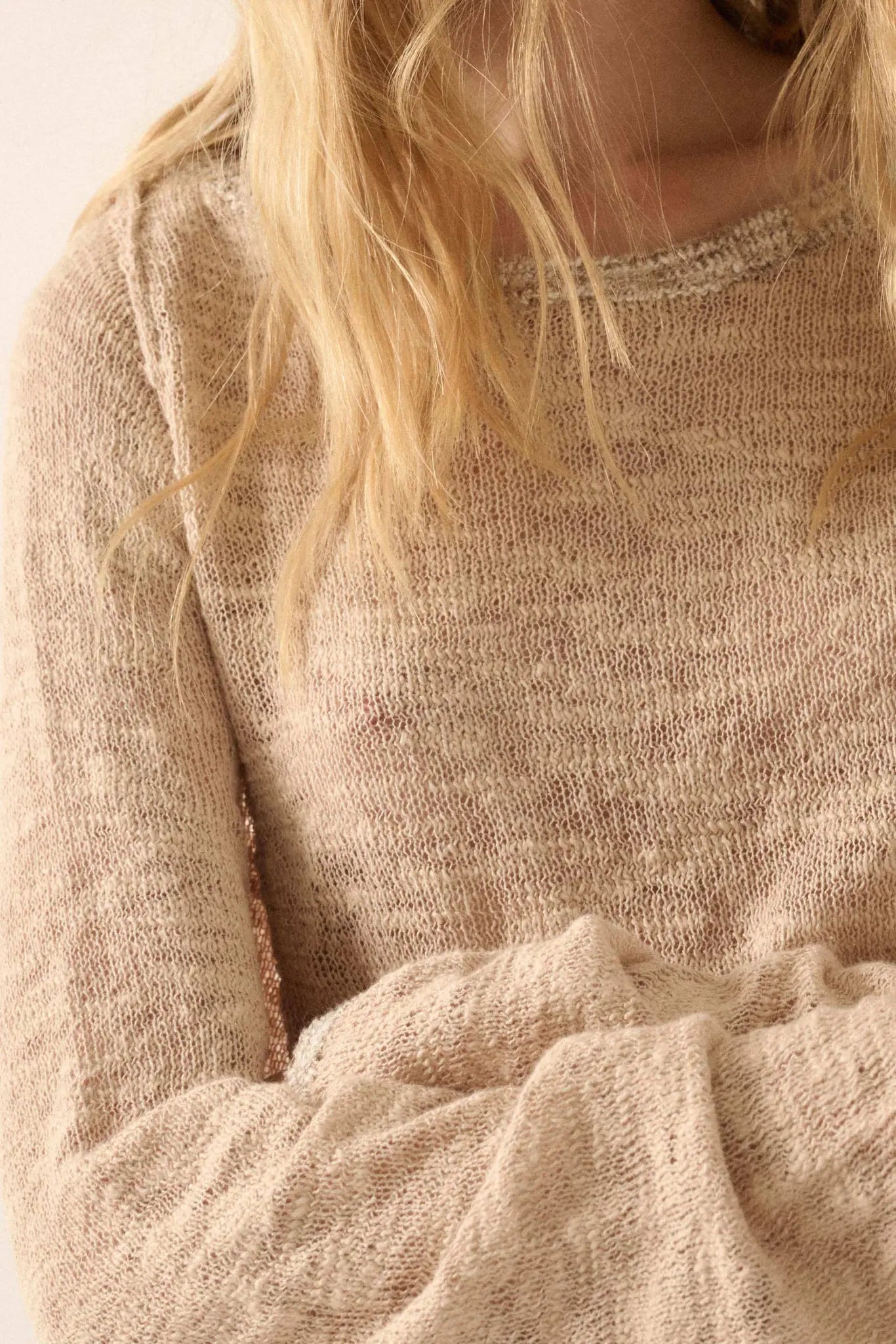 Feels So Good Burnout Knit Dolman-Sleeve Sweater - ShopPromesa