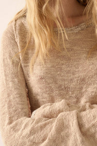 Feels So Good Burnout Knit Dolman-Sleeve Sweater - ShopPromesa