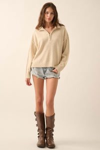 Choose Joy Textured Knit Half-Zip Sweater - ShopPromesa