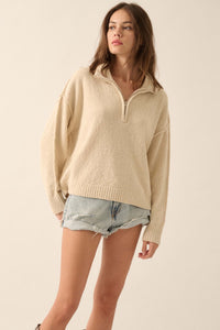 Choose Joy Textured Knit Half-Zip Sweater - ShopPromesa