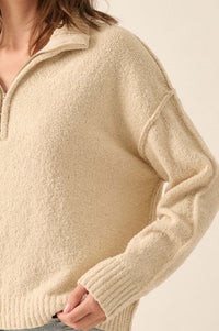 Choose Joy Textured Knit Half-Zip Sweater - ShopPromesa