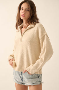 Choose Joy Textured Knit Half-Zip Sweater - ShopPromesa