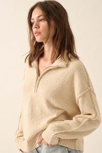 Choose Joy Textured Knit Half-Zip Sweater - ShopPromesa