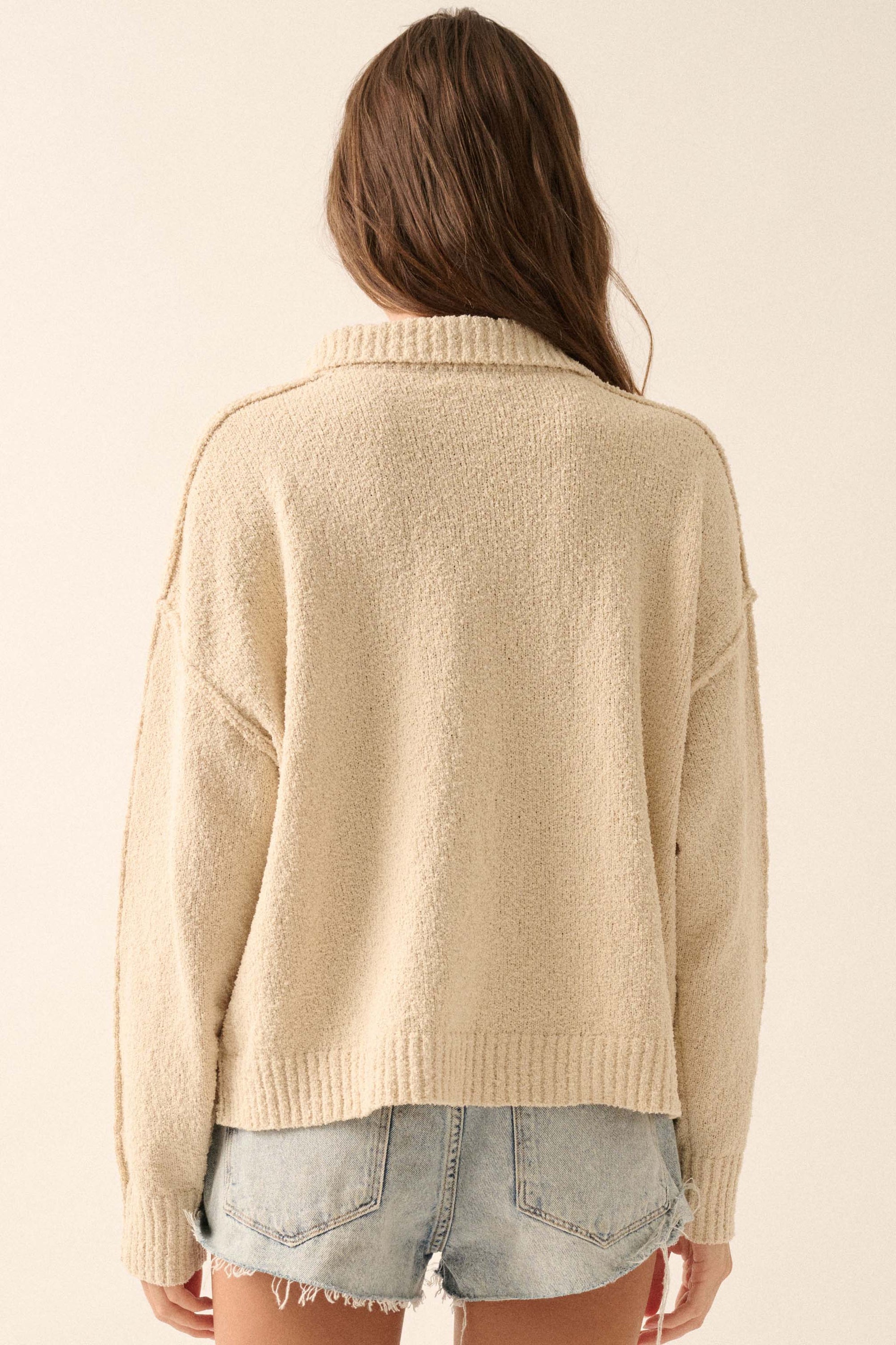 Choose Joy Textured Knit Half-Zip Sweater - ShopPromesa