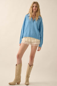 Choose Joy Textured Knit Half-Zip Sweater - ShopPromesa