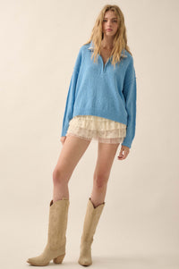 Choose Joy Textured Knit Half-Zip Sweater - ShopPromesa