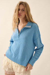 Choose Joy Textured Knit Half-Zip Sweater - ShopPromesa