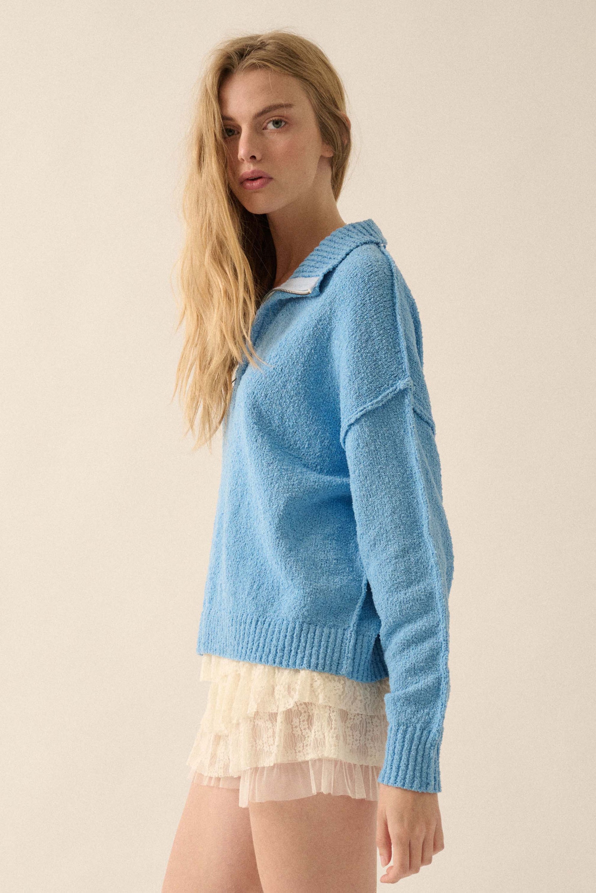 Choose Joy Textured Knit Half-Zip Sweater - ShopPromesa