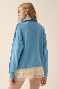 Choose Joy Textured Knit Half-Zip Sweater - ShopPromesa