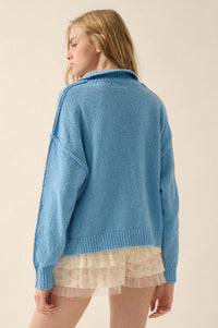 Choose Joy Textured Knit Half-Zip Sweater - ShopPromesa