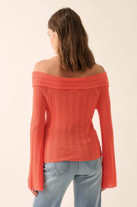Dear Diary Off-Shoulder Tie-Front Cardigan - ShopPromesa