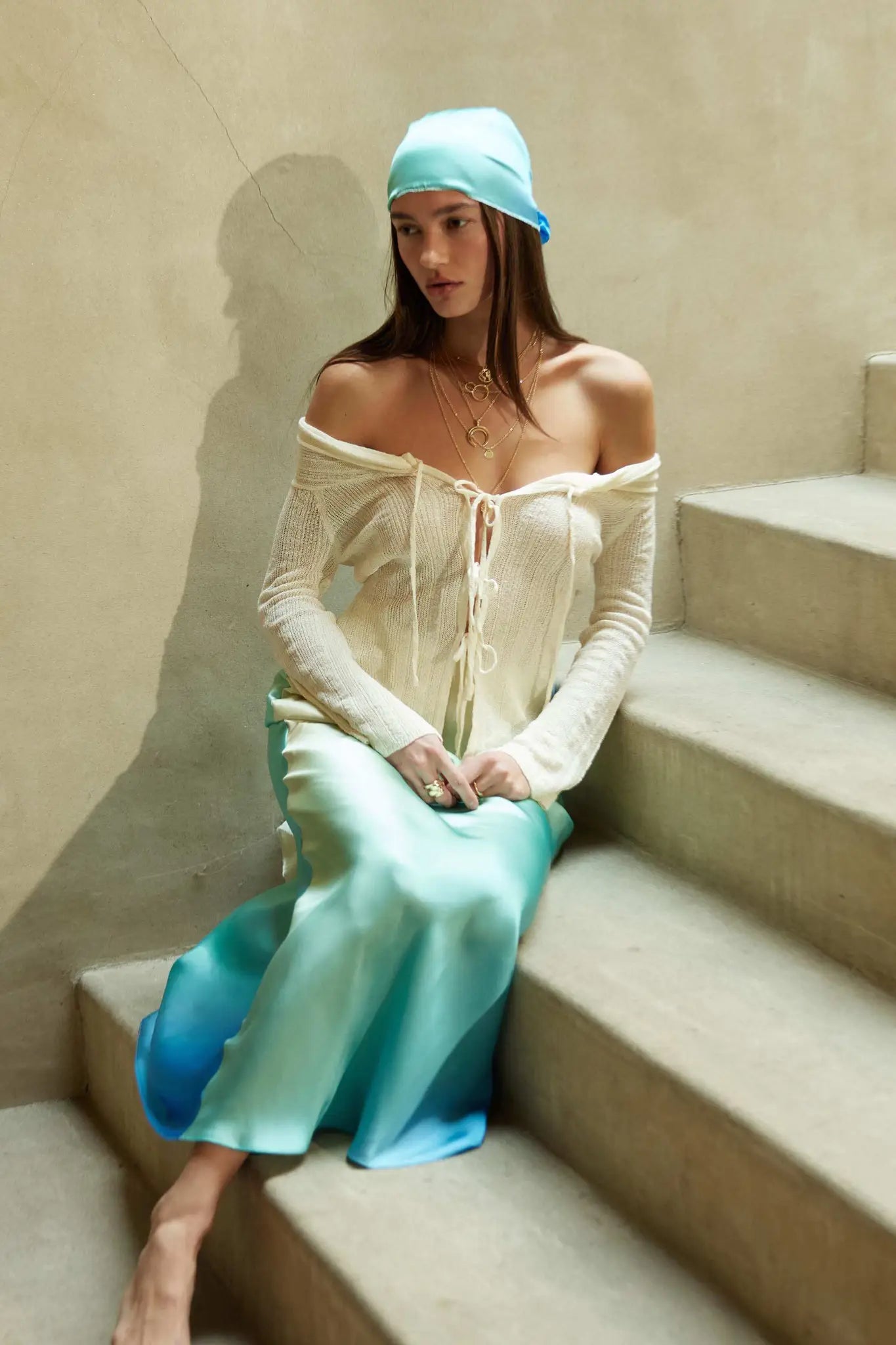 Dear Diary Off-Shoulder Tie-Front Cardigan