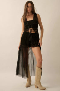 Softest Sigh Sheer Tulle Tie-Front Maxi Top - ShopPromesa