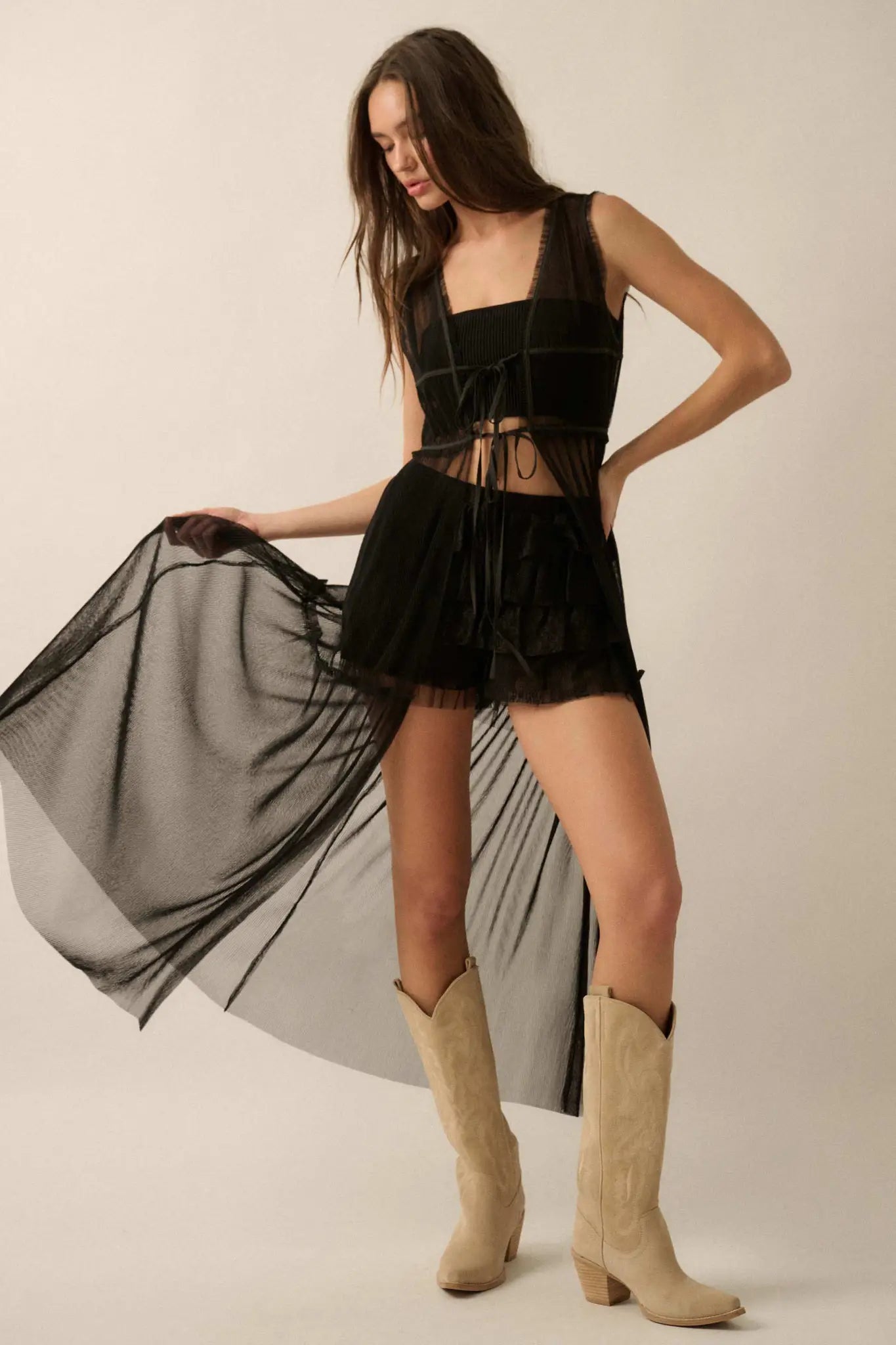 Softest Sigh Sheer Tulle Tie-Front Maxi Top - ShopPromesa