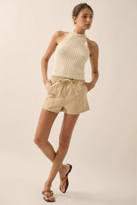Take It Slow Rib-Knit Halter Sweater Tank Top - ShopPromesa