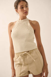 Take It Slow Rib-Knit Halter Sweater Tank Top - ShopPromesa